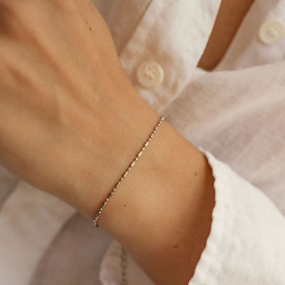 Bead and Bar Chain Bracelet Silver