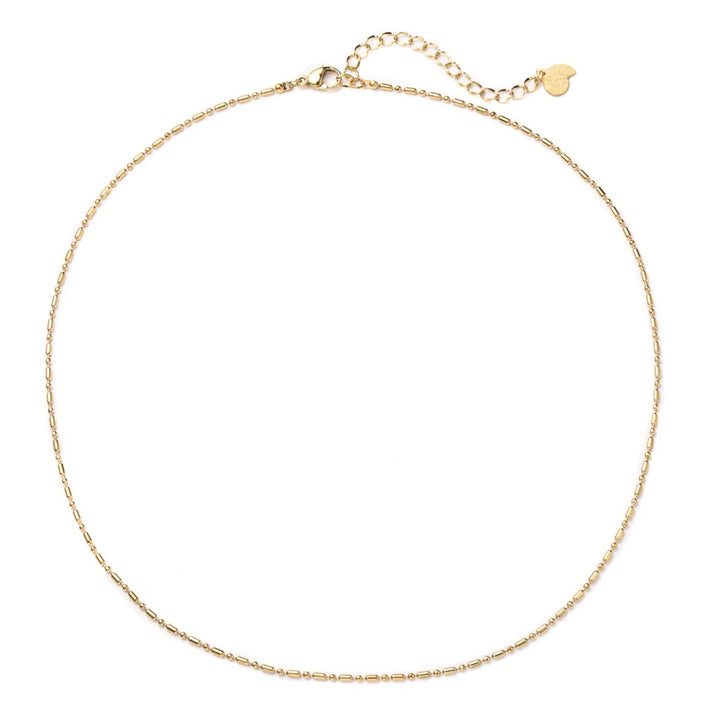 Collar Cadena Abalorio y Barra en Oro