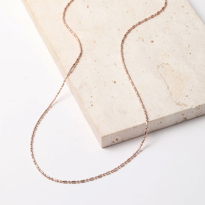 Bead and Bar Chain Necklace Rose Gold