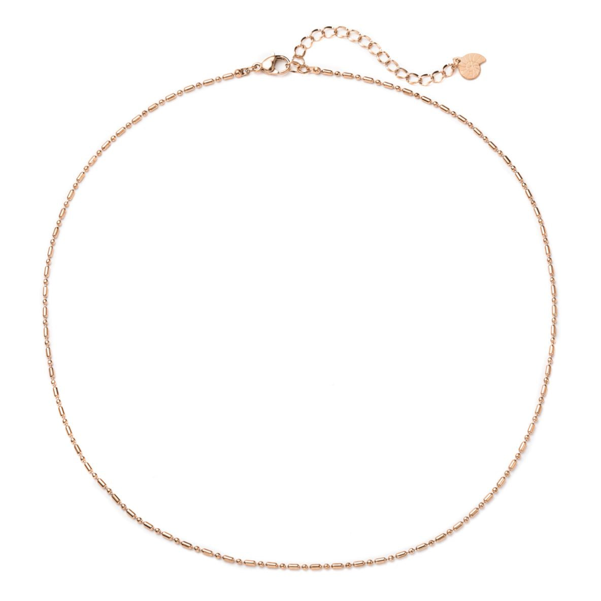 Bead and Bar Chain Necklace Rose Gold