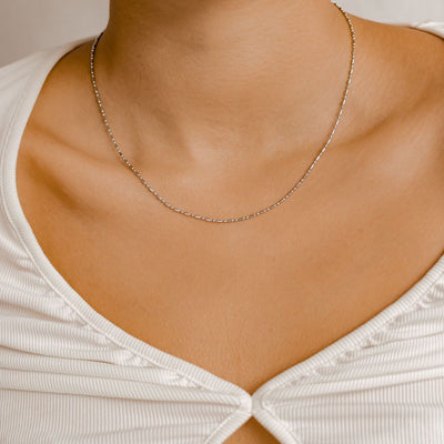 Bead and Bar Chain Necklace Silver