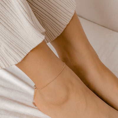 Filigrane Fußkette im Kugelkette-Design in Rosegold