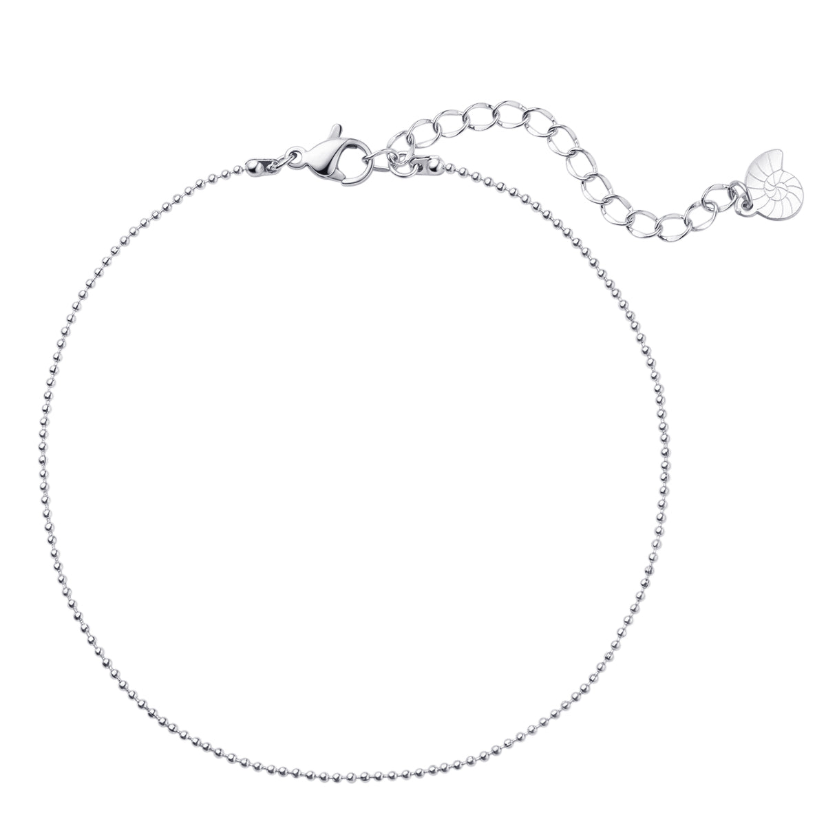 Bead Chain Anklet Silver