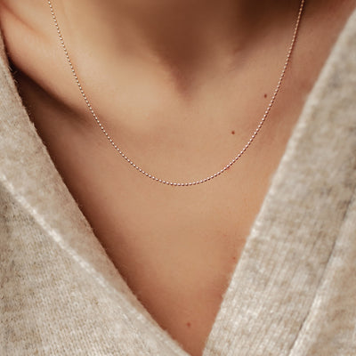 Collier Chaîne à Pompon en Or Rose
