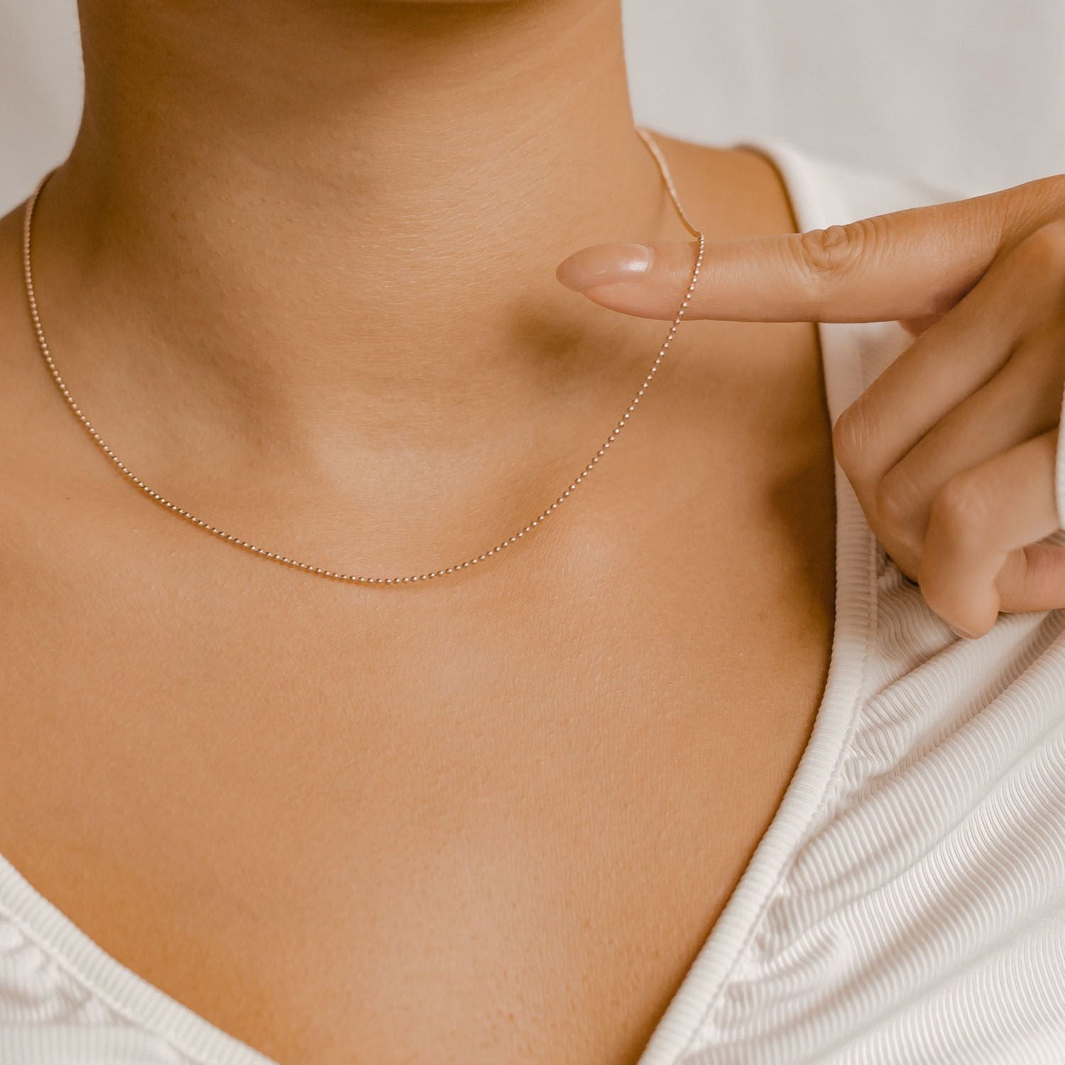 Collier Chaîne à Pompon en Or Rose