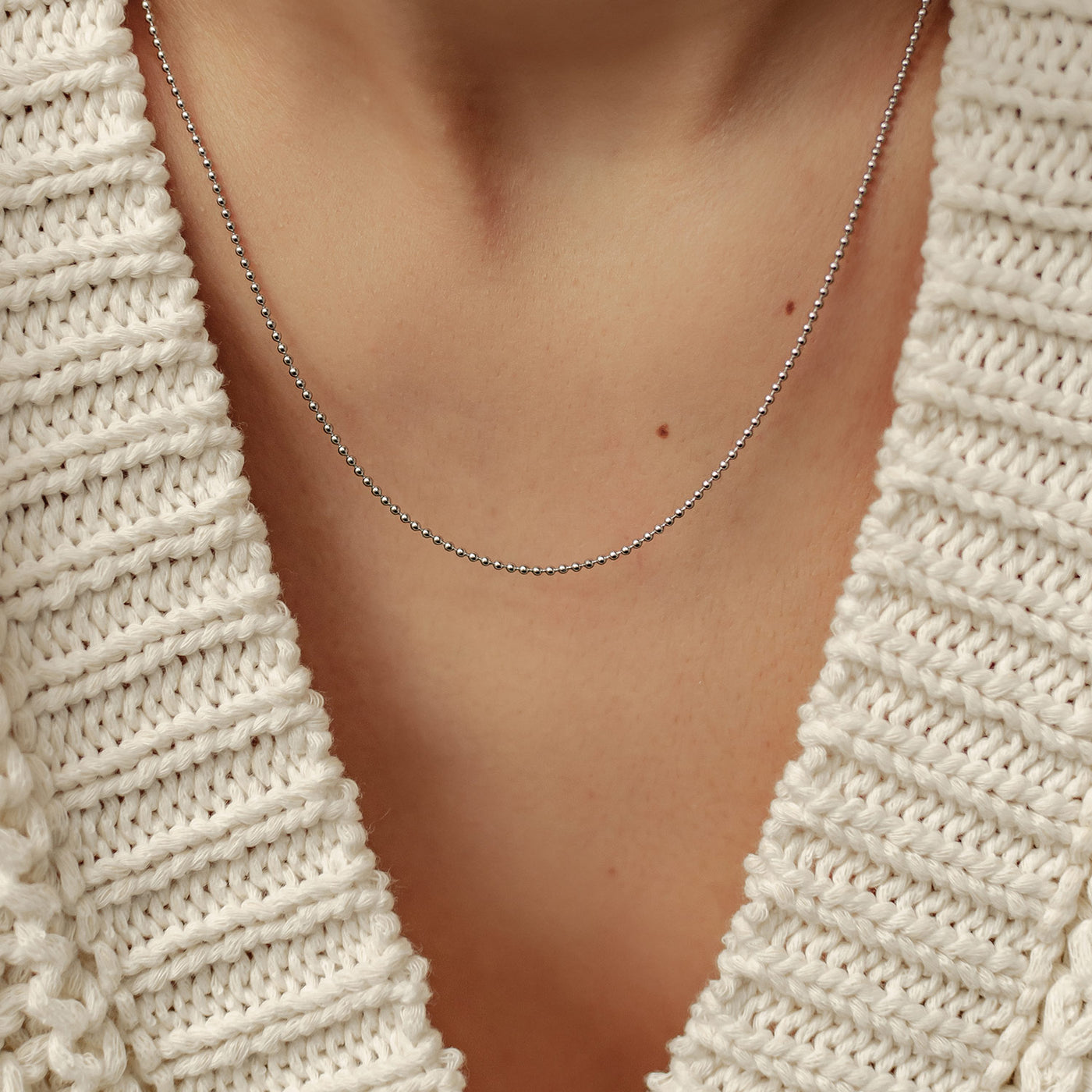 Collier Chaîne à Pompon en Argent