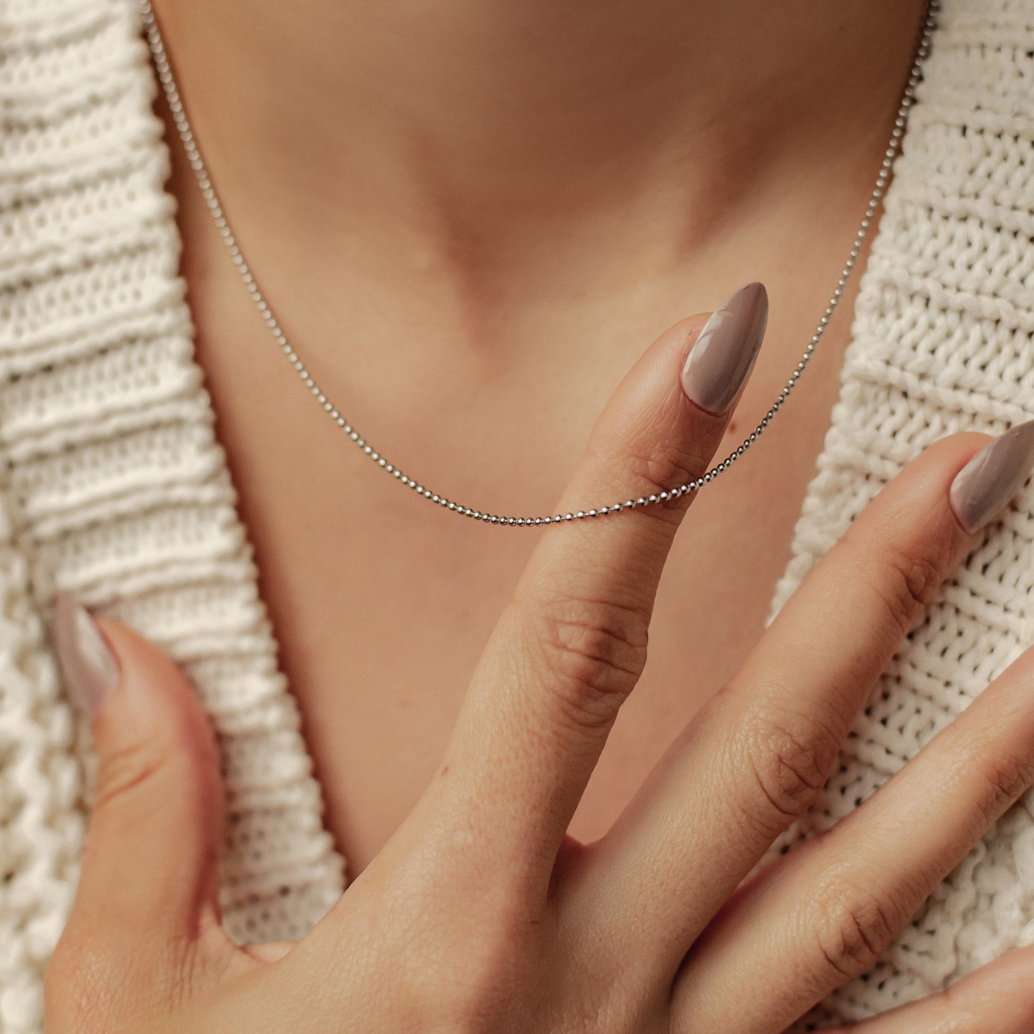 Bead Chain Necklace Silver