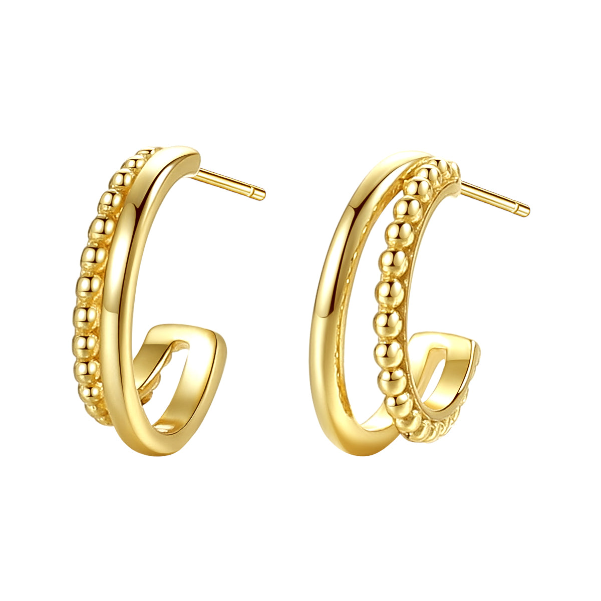 Doppelte Creolen mit Kugeln Sterlingsilber in Gold