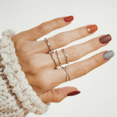 Halo Kügelchen Ring Set Sterlingsilber