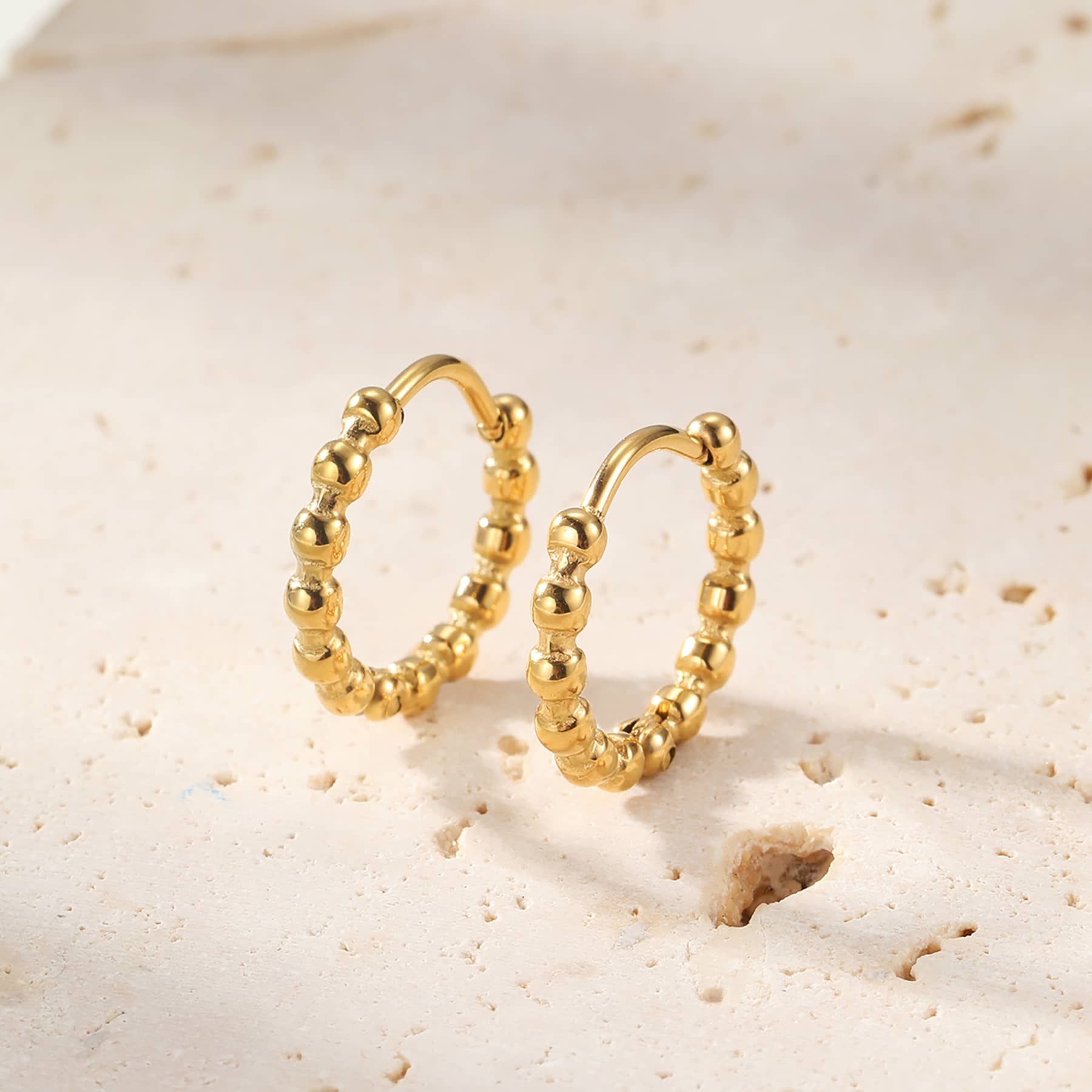 Beaded Hoop Earrings Stainless Steel