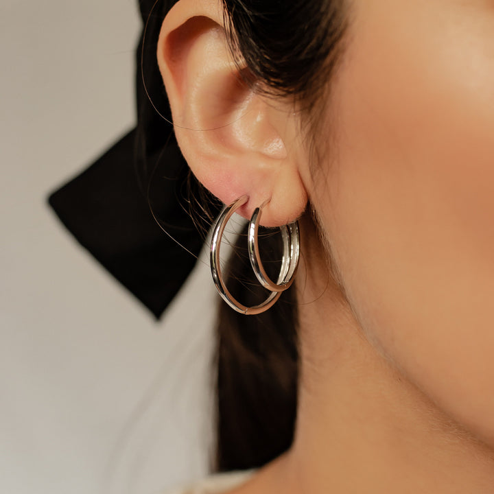 Big Chunky Hoop Earrings Sterling Silver