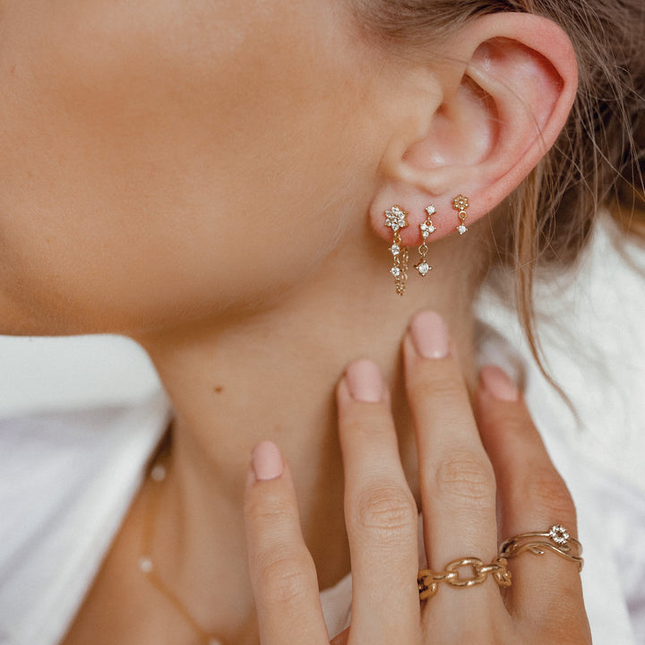 Bloom Chain Stud Earrings Sterling Silver