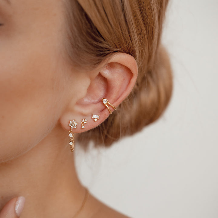 Bloom Chain Stud Earrings Sterling Silver