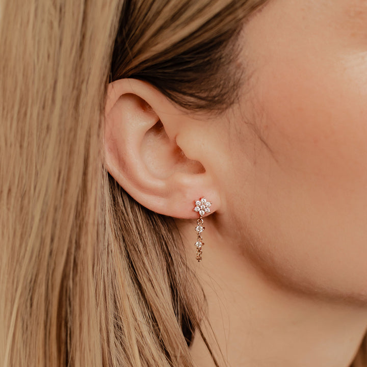 Bloom Chain Stud Earrings Sterling Silver