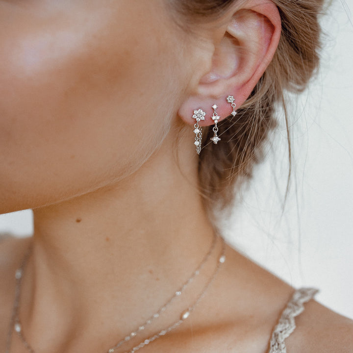 Bloom Chain Stud Earrings Sterling Silver