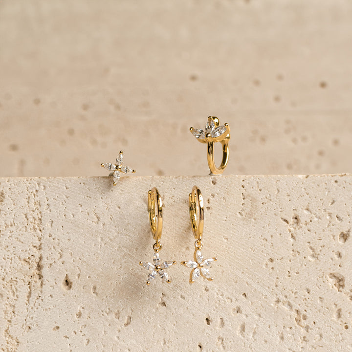 Bloom Earring Set Sterling Silver Gold