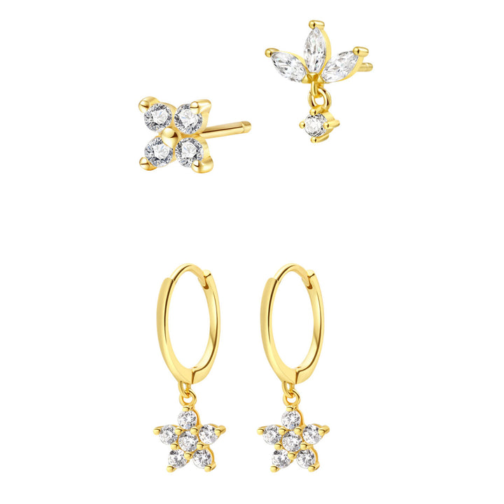 Blüte Ohrringe Set Sterlingsilber