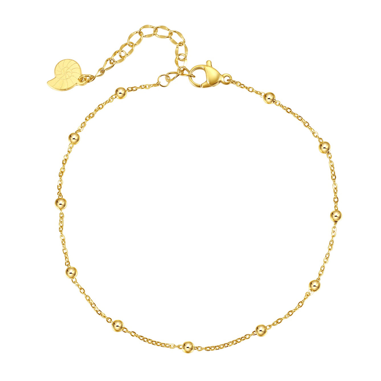 Delicate Ball Chain Anklet Gold