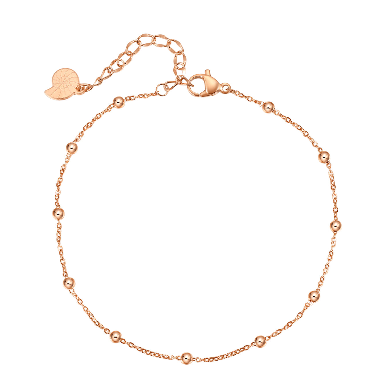 Tobillera Delicada Cadena Bolas en Oro Rosa