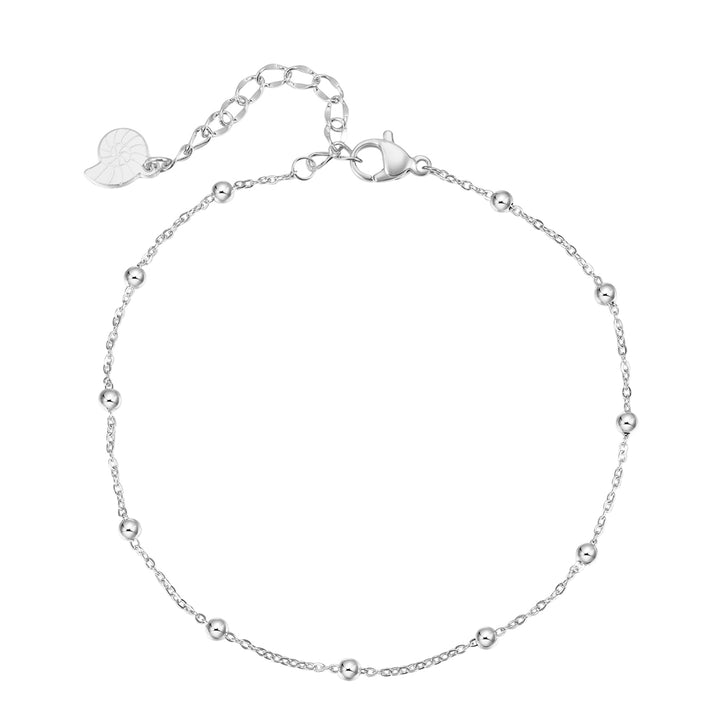 Tobillera Delicada Cadena Bolas en Plata