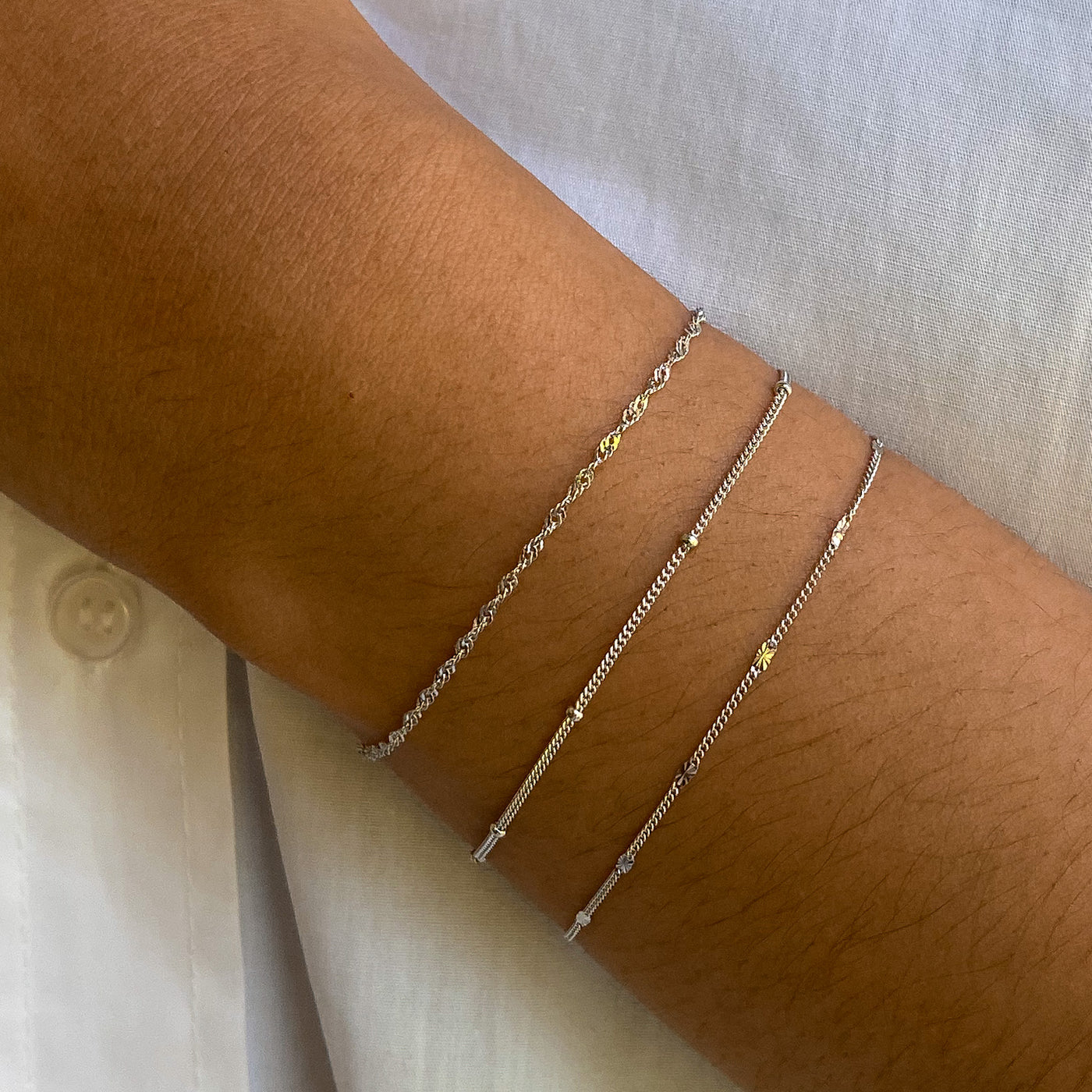 Brazalete de Cadena con Bolitas Plata de Ley 925