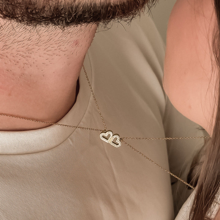 Bond Hearts Two Crystal Necklace Set Waterproof