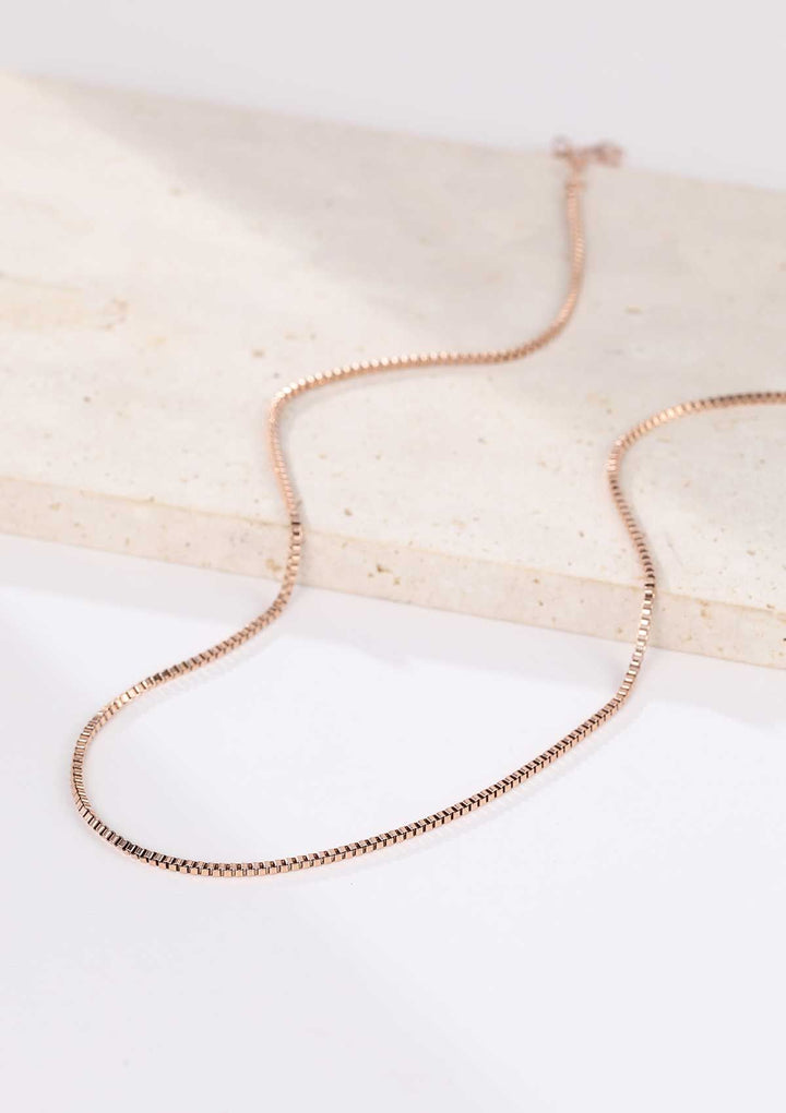 Box Chain Link Necklace Rose Gold
