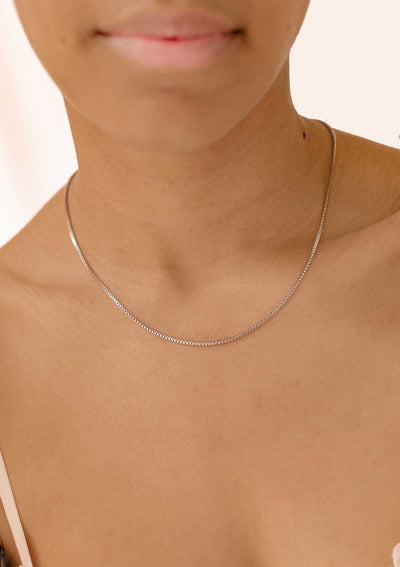 Box Chain Link Necklace Silver