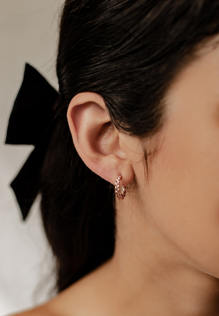 Braided Hoop Earrings Sterling Silver Gold