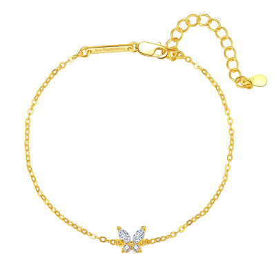Bracelet Charm Gemme Papillon Argent 925 en Or