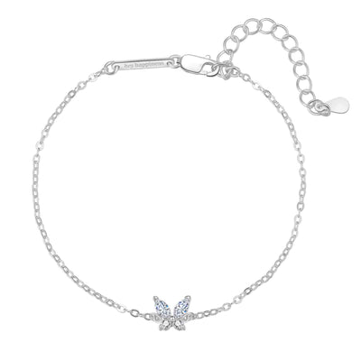 Gemstone Butterfly Charm Bracelet Sterling Silver