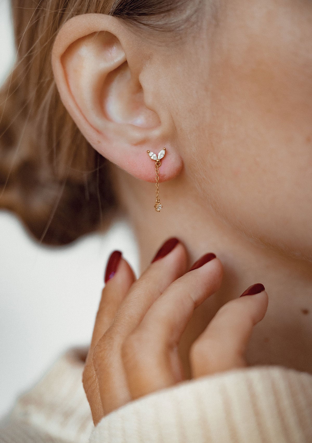 Waterdrop Stud Earrings Sterling Silver Gold – Hey Happiness