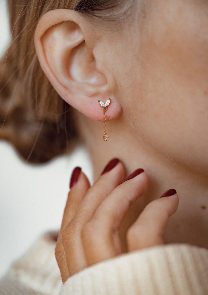 Clous d'Oreilles Goutte d'Eau Argent Sterling en Or