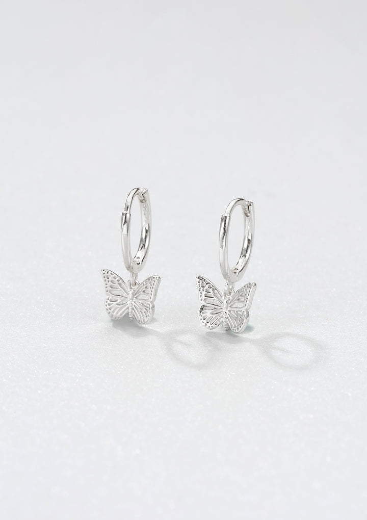 Pendientes Huggie Mariposa de Plata de Ley 925