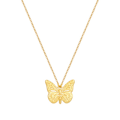 Butterfly Pendant Necklace Sterling Silver Gold