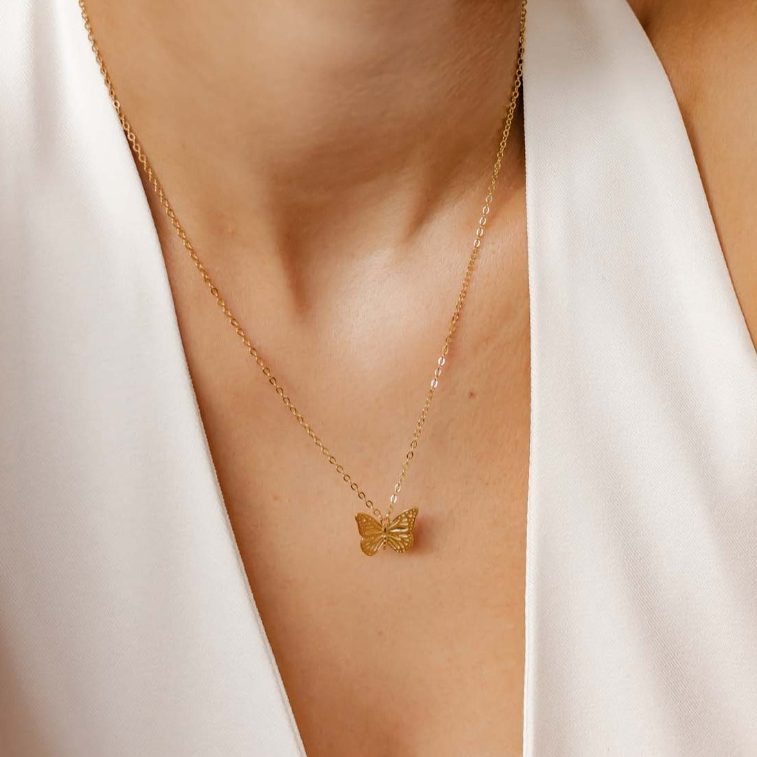 Butterfly Pendant Necklace Sterling Silver Gold – Hey Happiness
