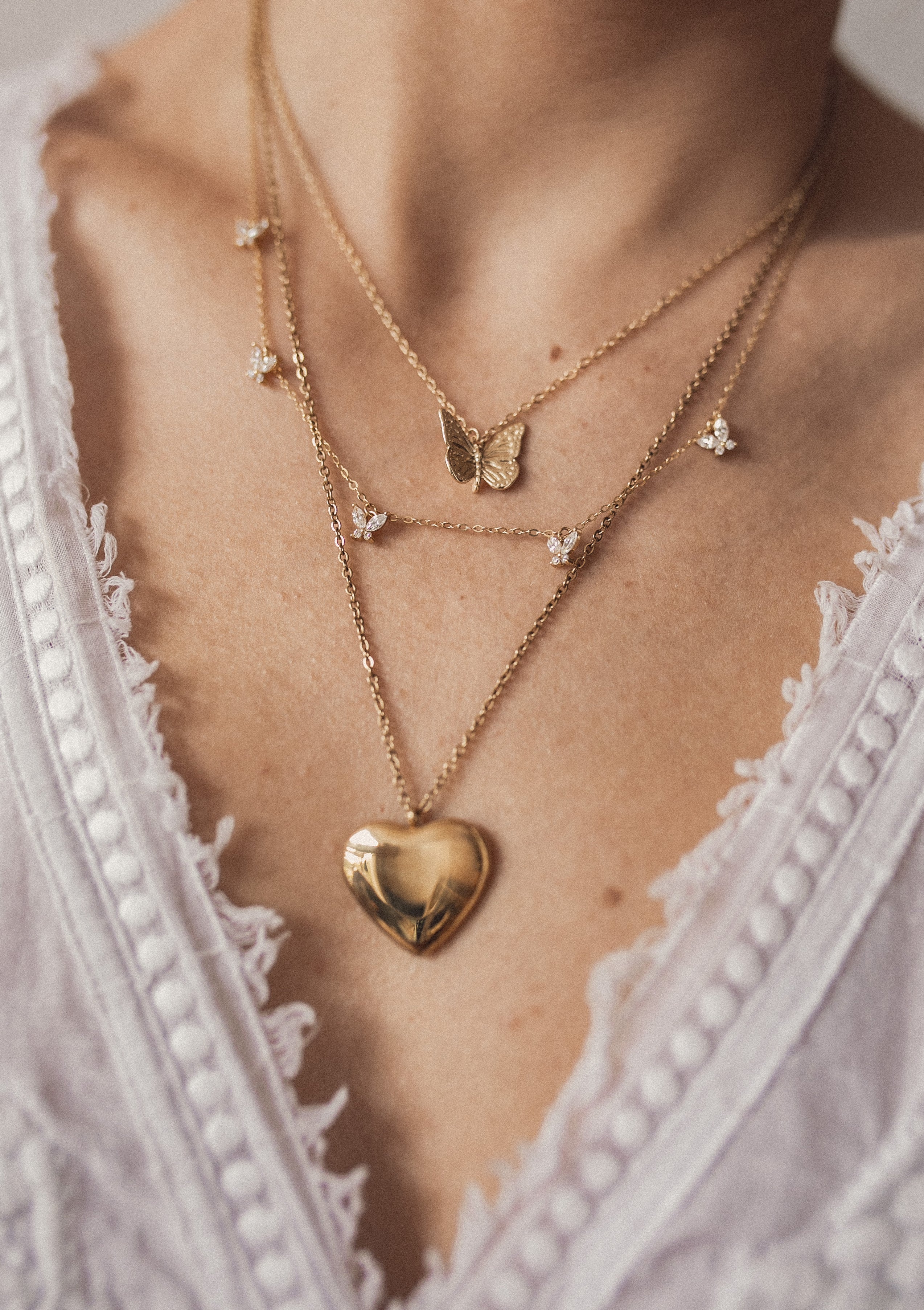 Kette mit Schmetterling Anhänger Sterlingsilber in Gold