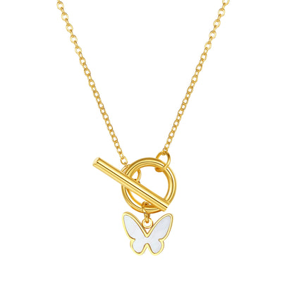 Pendentif Papillon T-Barre Collier en Or