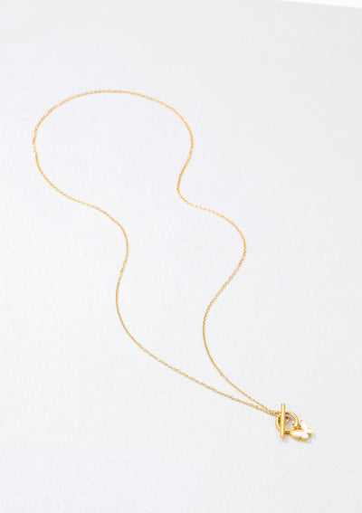 Butterfly Pendant T-Bar Necklace Gold