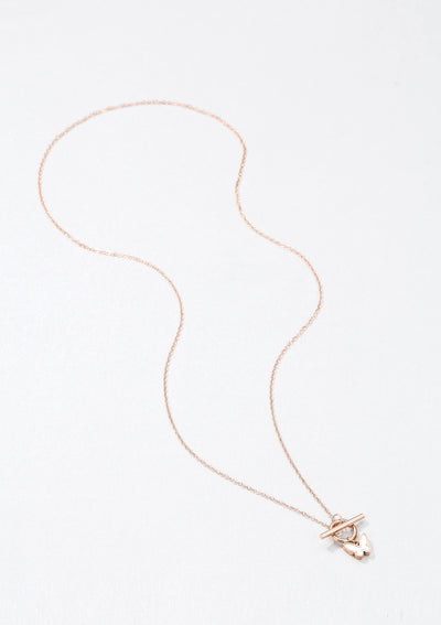 Butterfly Pendant T-Bar Necklace Rose Gold