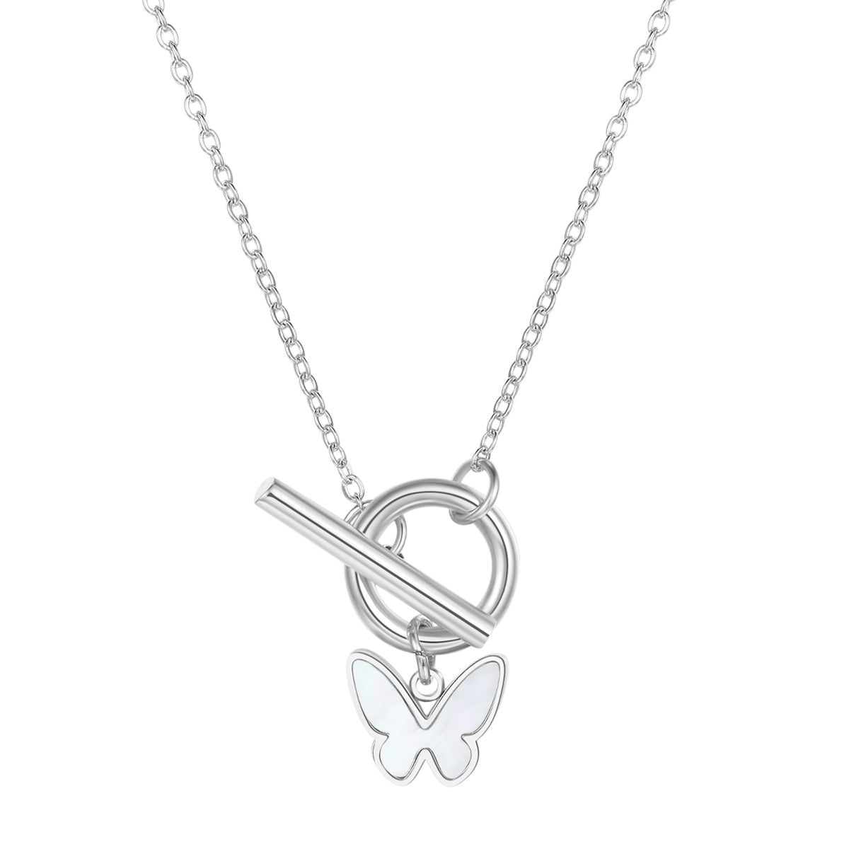 Schmetterling Kette mit Knebelverschluss in Silber