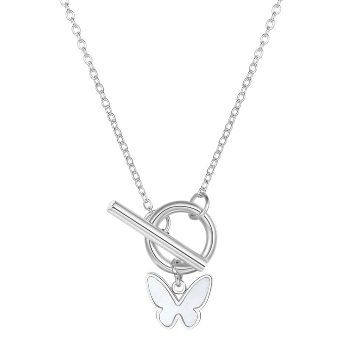 Pendetif Papillon T-Barre Collier en Argent