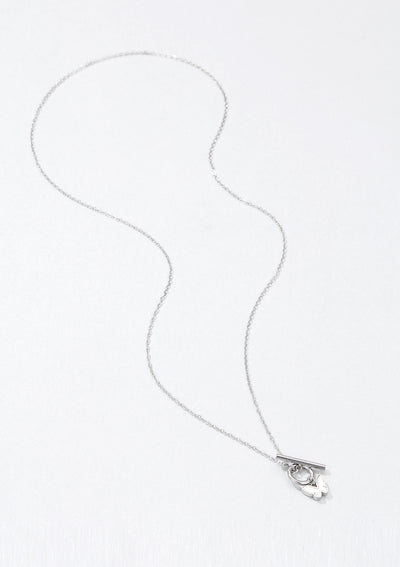 Butterfly Pendant T-Bar Necklace Silver