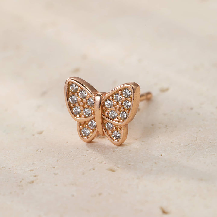 Pendiente de Botón Mariposa Plata de Ley 925