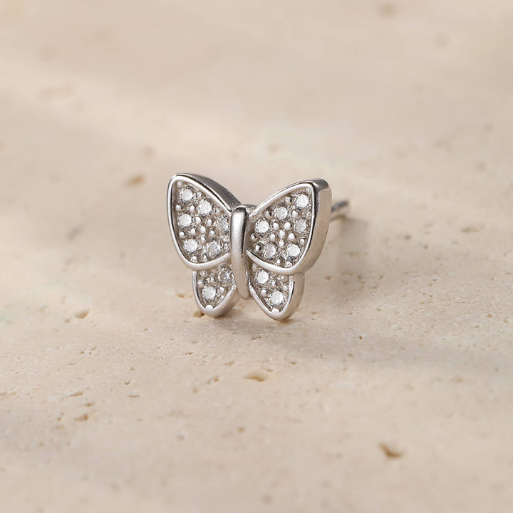 Pendiente de Botón Mariposa Plata de Ley 925