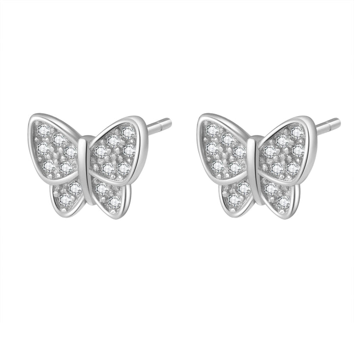 Pendiente de Botón Mariposa Plata de Ley 925