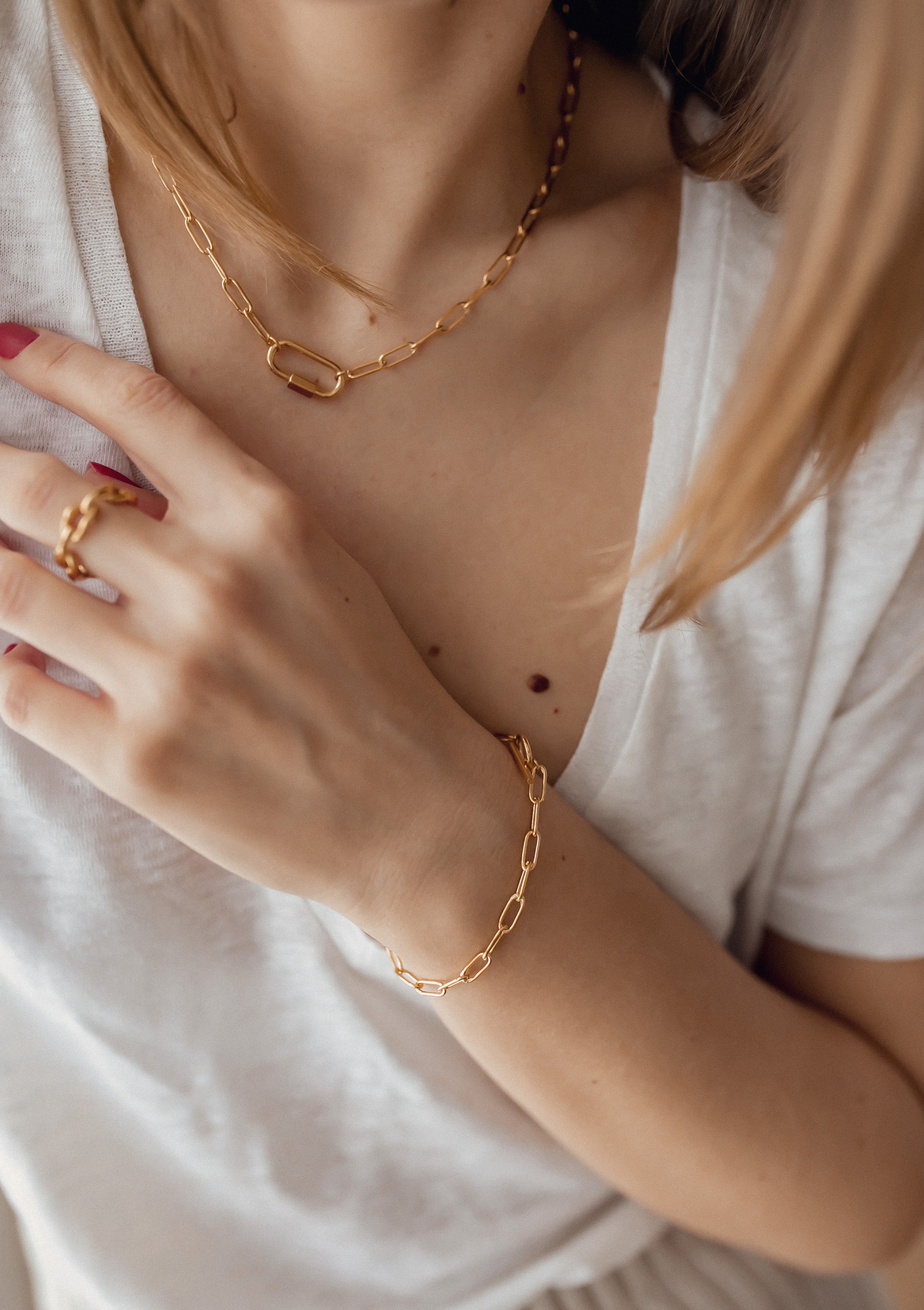 Anillo de Cadena de Cable en Oro