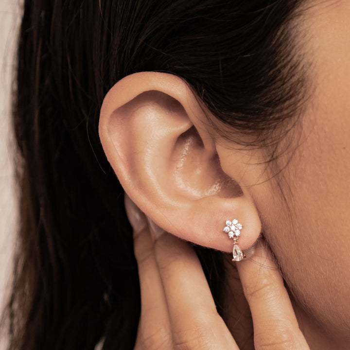 Cascading Blossom Stud Earrings Sterling Silver