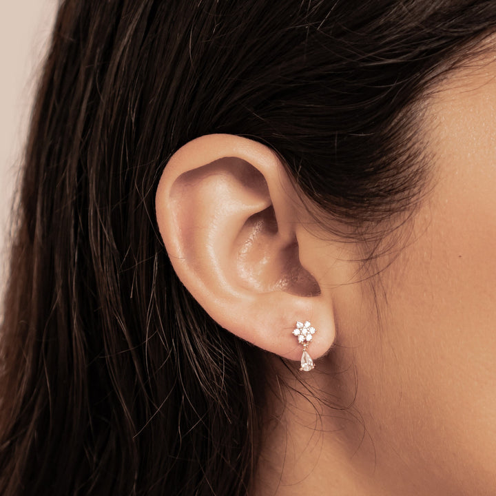 Cascading Blossom Stud Earrings Sterling Silver