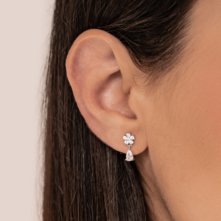Cascading Blossom Stud Earrings Sterling Silver